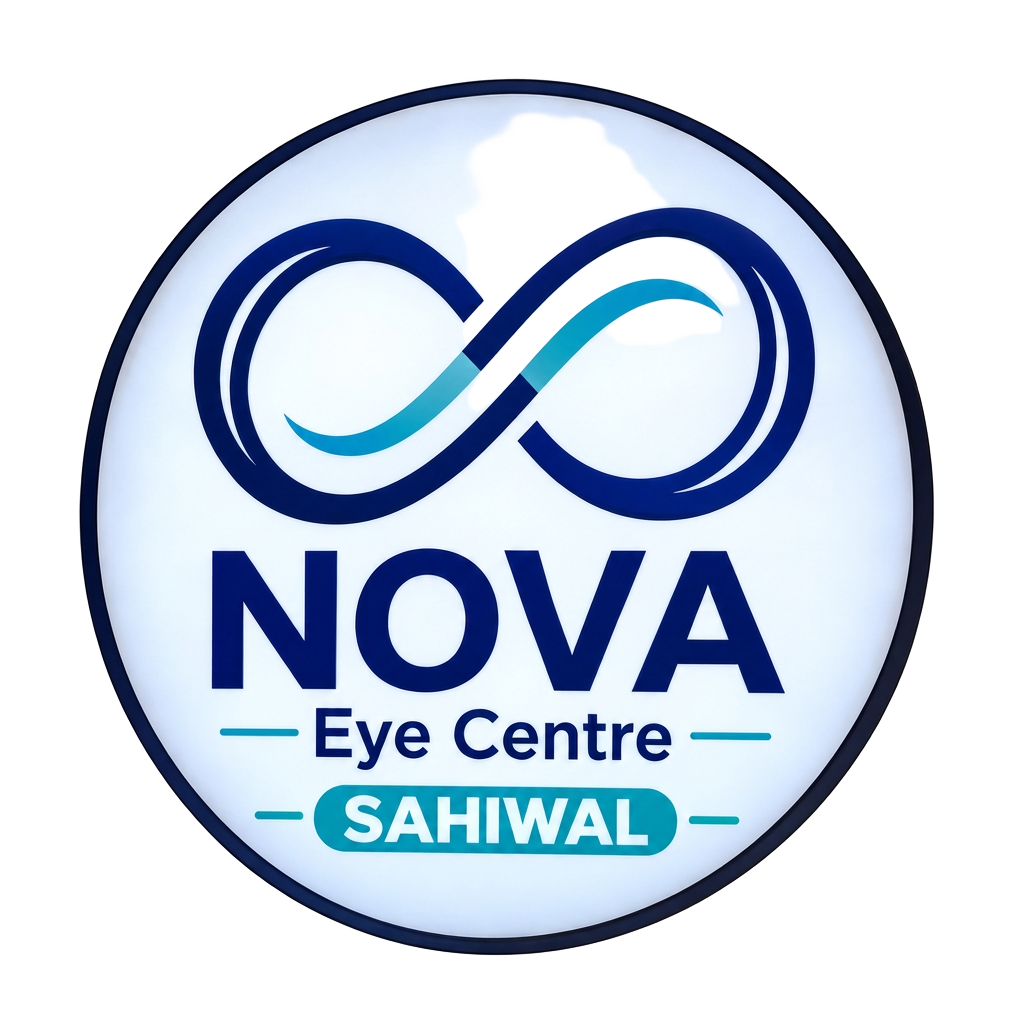 NOVA Eye Centre Sahiwal signboard